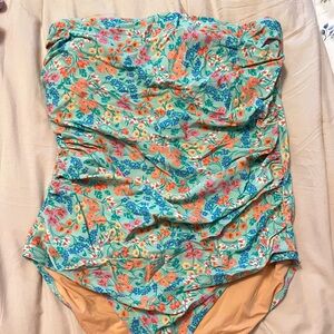 J. Crew Floral Bandeau Swim Large